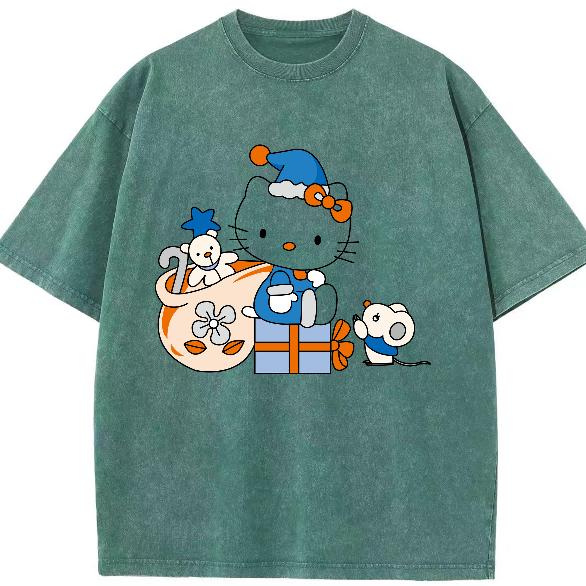（画像用） Hello Kitty ハローキティ 綿100% ヴィンテージ風 半袖Tシャツ（フロントプリント）